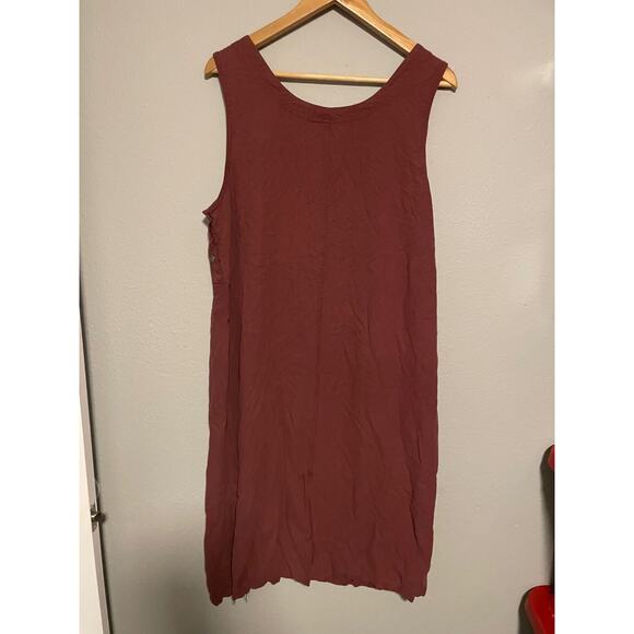 Vintage Womens Maxi Dress Medium Maroon Silk Sleeveless Relaxed Lagenlook 90s - Picture 4 of 7